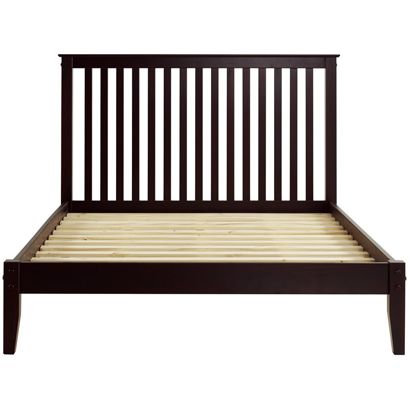 Camaflexi Mission Style Solid Wood Queen Platform Bed in Cappuccino