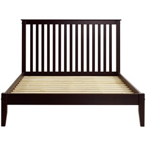 Camaflexi Mission Style Solid Wood Queen Platform Bed in Cappuccino