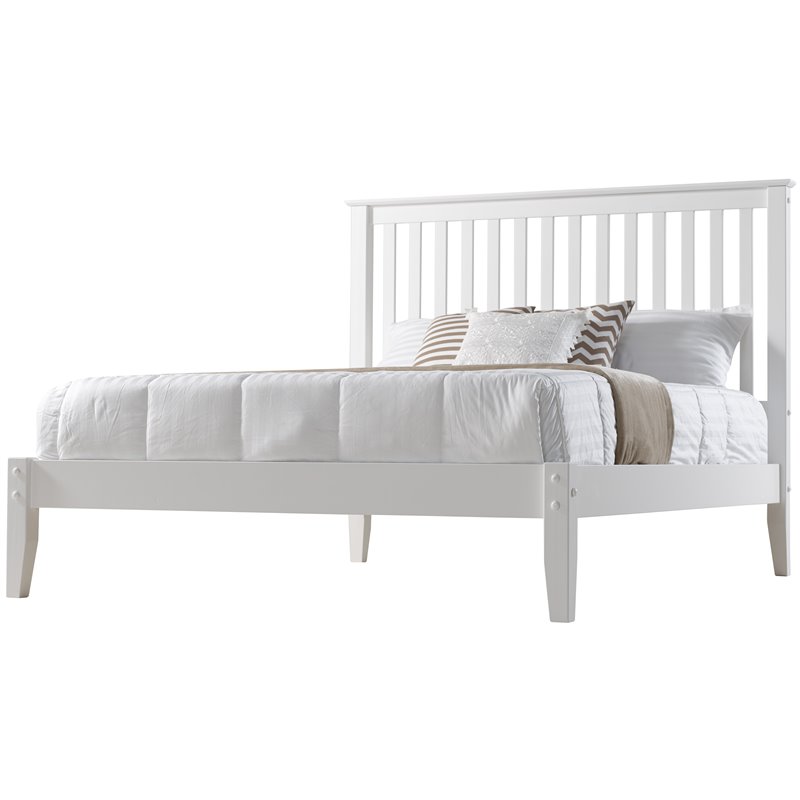 Camaflexi Mission Style Solid Wood Queen Platform Bed in White