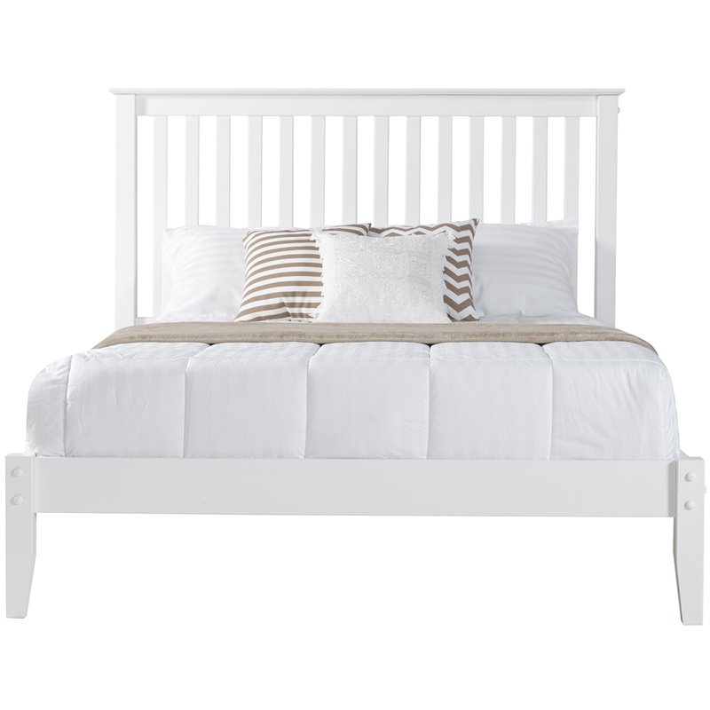 Camaflexi Mission Style Solid Wood Queen Platform Bed in White