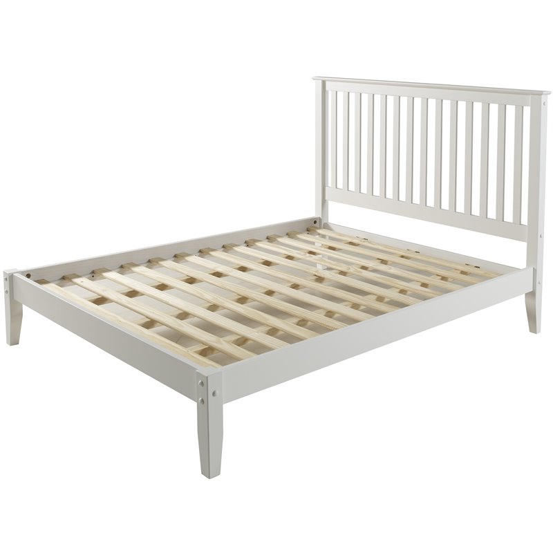 Camaflexi Mission Style Solid Wood Queen Platform Bed in White