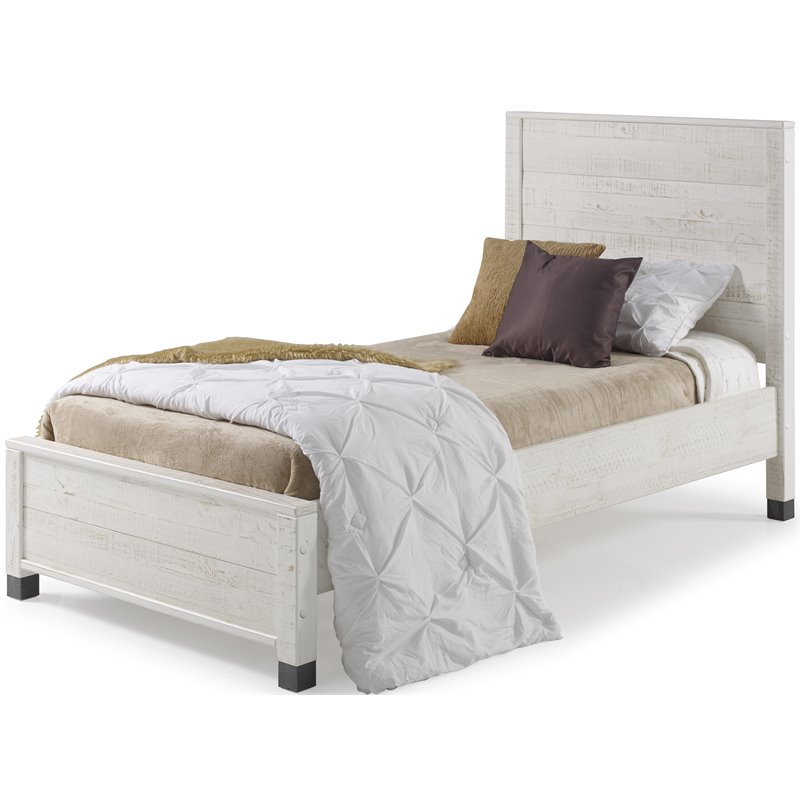 Camaflexi Baja Solid Wood Twin Platform Bed in Shabby White