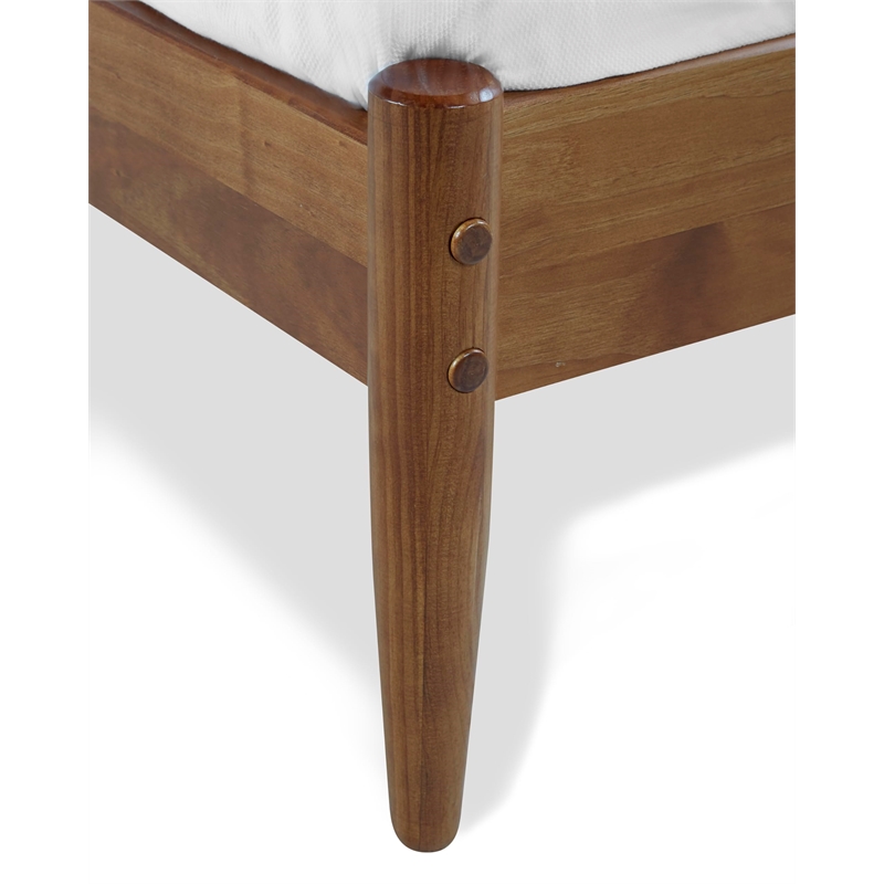 Camaflexi Mid-Century Solid Wood Full Panel Bed in Castanho Brown