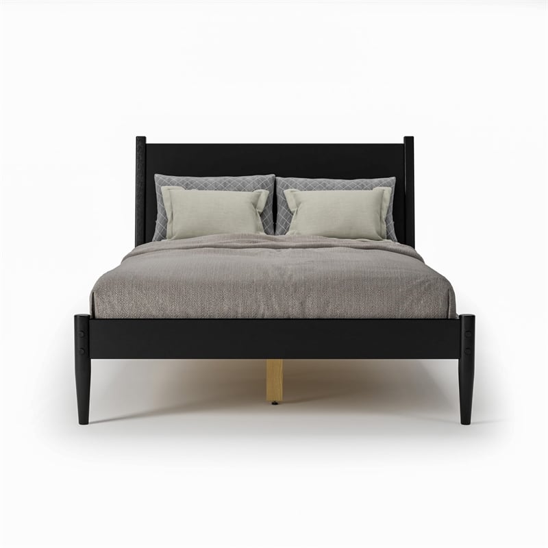 Camaflexi Mid-Century Solid Wood Full Panel Bed in Scandinavian Oak