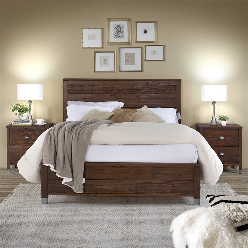 Camaflexi Baja Solid Wood Full Platform Bed in Walnut