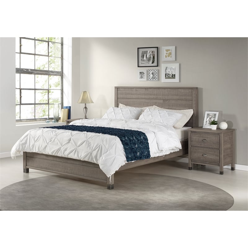 Camaflexi Baja Solid Wood Queen Platform Bed in Driftwood Gray