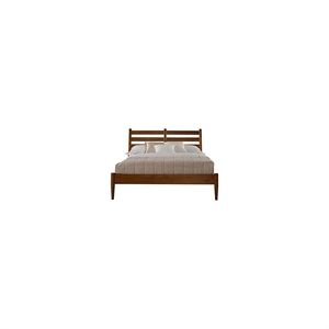 Camaflexi Mid-Century Solid Wood Slat King Bed in Castanho Brown