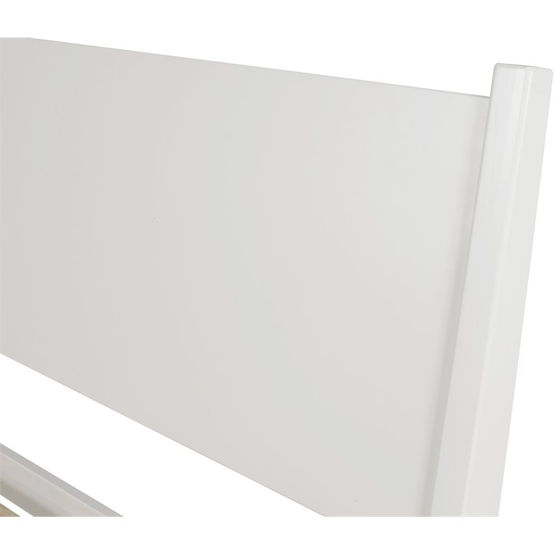 Camaflexi Mid-Century Solid Wood King Panel Bed in White