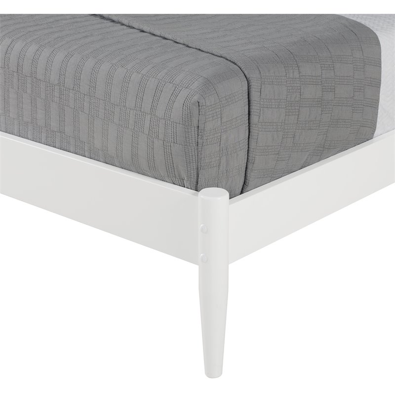 Camaflexi Mid-Century Solid Wood King Panel Bed in White