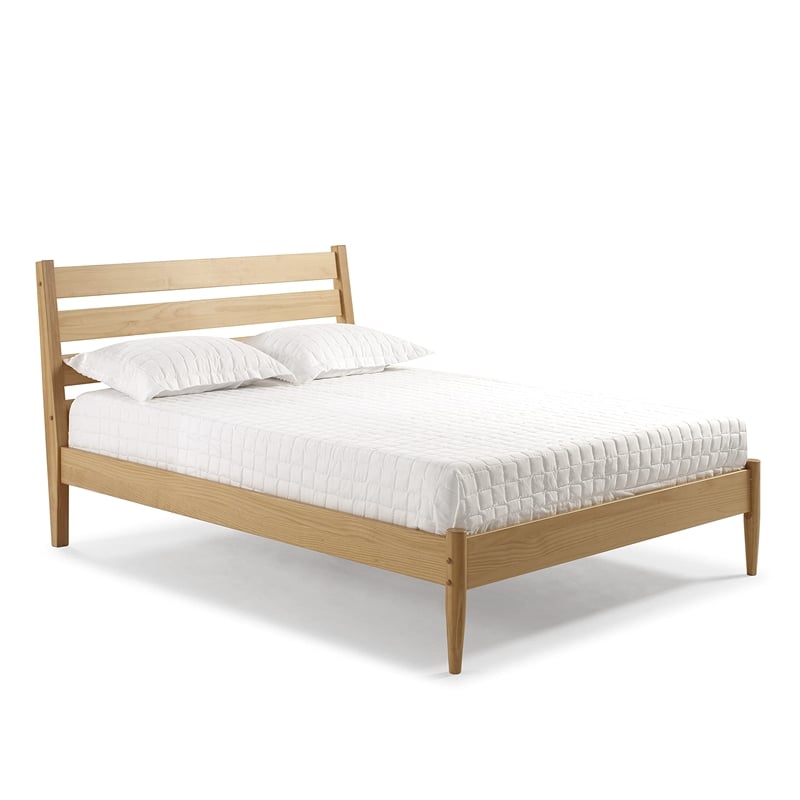Camaflexi Mid-Century Solid Wood Queen Platform Bed in Scandinavian Oak
