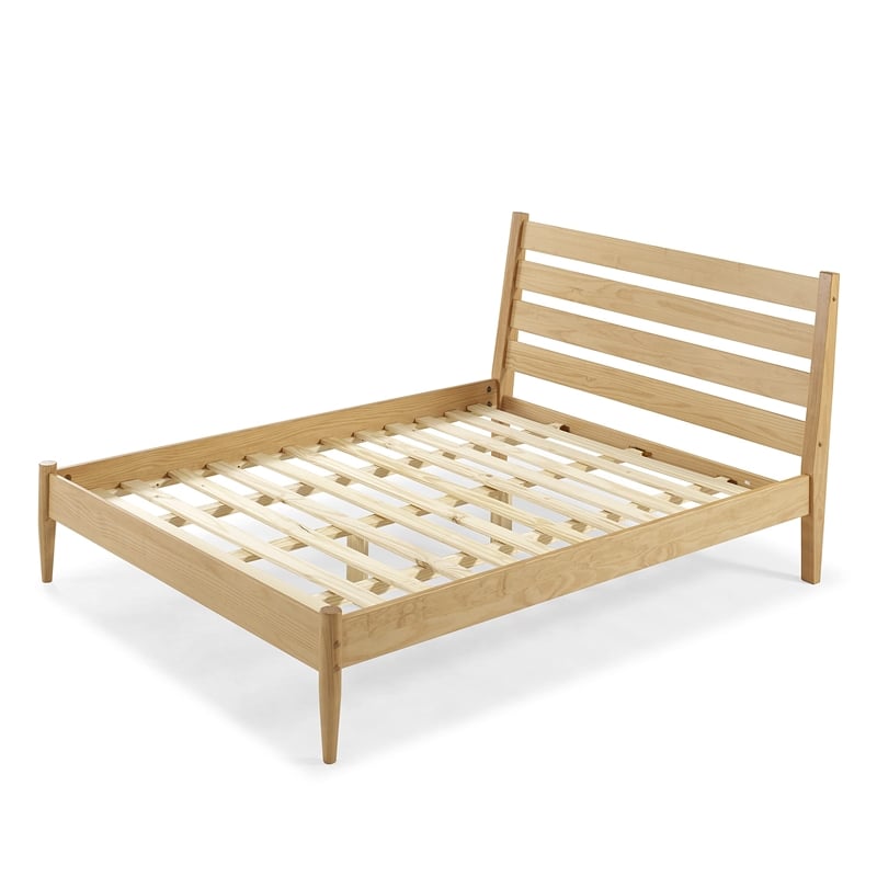 Camaflexi Mid-Century Solid Wood Queen Platform Bed in Scandinavian Oak
