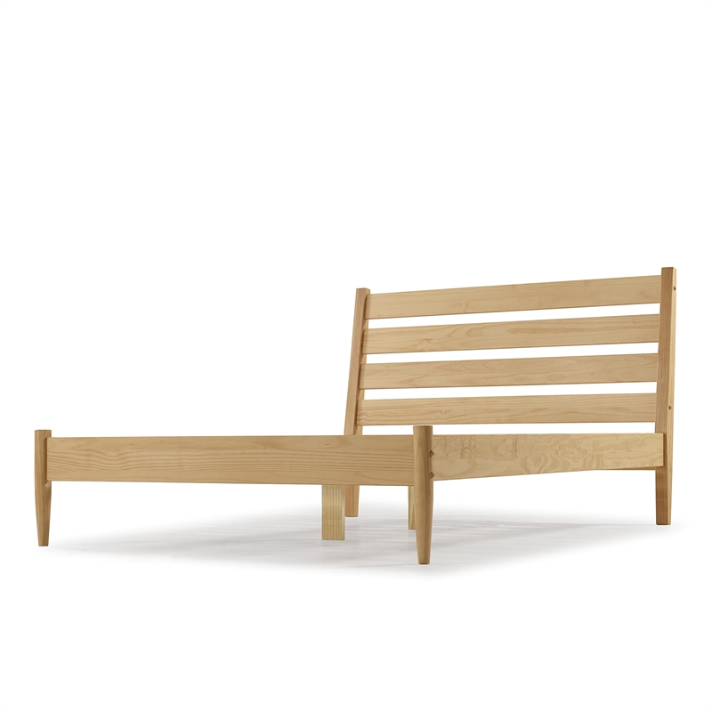 Camaflexi Mid-Century Solid Wood Queen Platform Bed in Scandinavian Oak