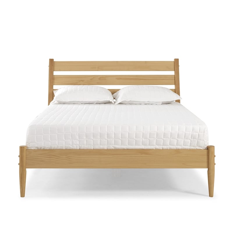 Camaflexi Mid-Century Solid Wood Queen Platform Bed in Scandinavian Oak