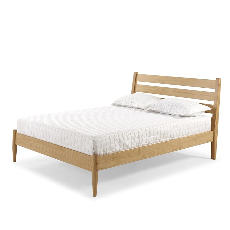 Camaflexi Mid-Century Solid Wood Queen Platform Bed in Scandinavian Oak