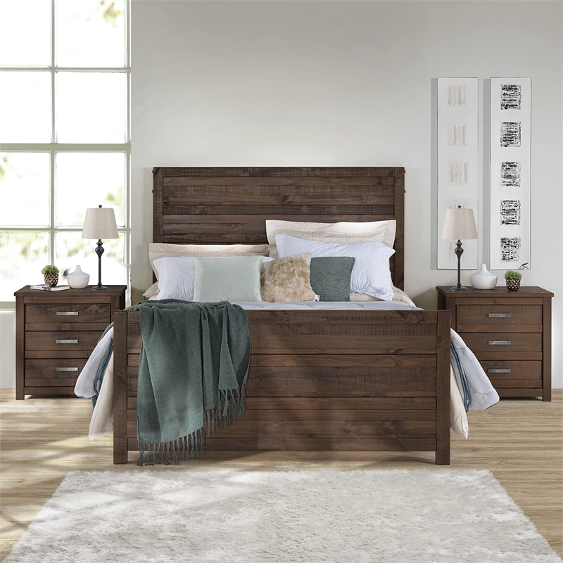 Camaflexi Carmel Solid Wood King Bed in Antique Walnut