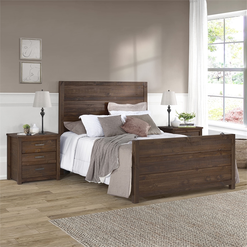 Camaflexi Carmel Solid Wood King Bed in Antique Walnut
