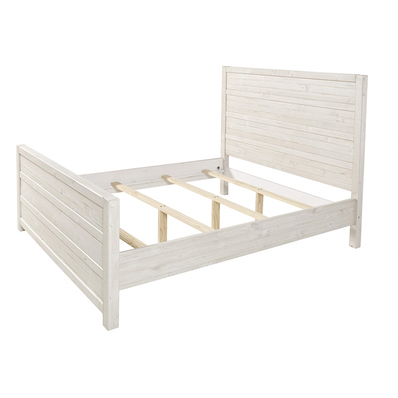 Camaflexi Carmel Solid Wood King Bed in Antique White