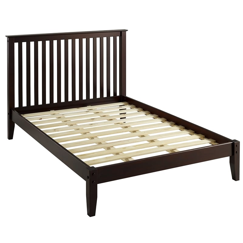 Camaflexi Mission Style Solid Wood Full Platform Bed in Cappuccino