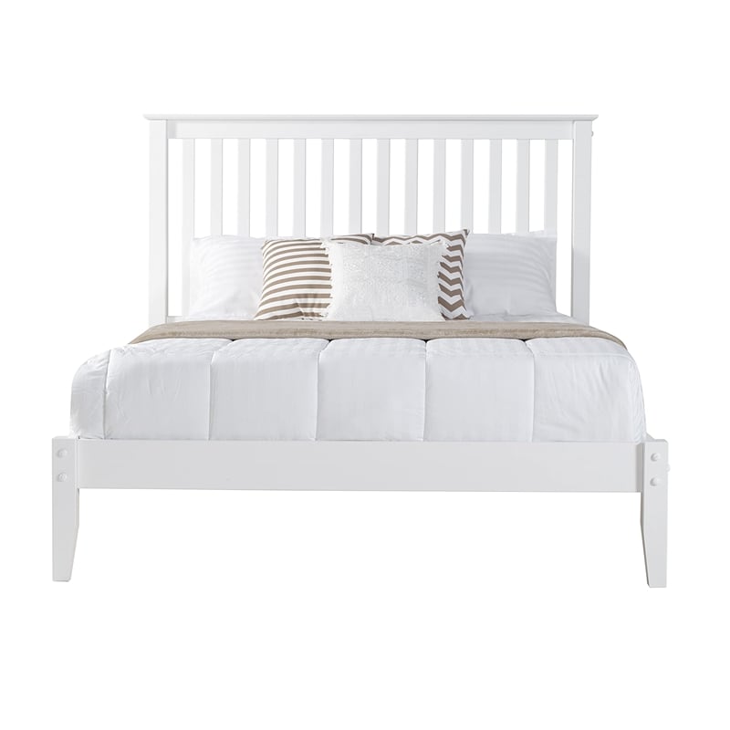 Camaflexi Mission Style Solid Wood Full Platform Bed in White
