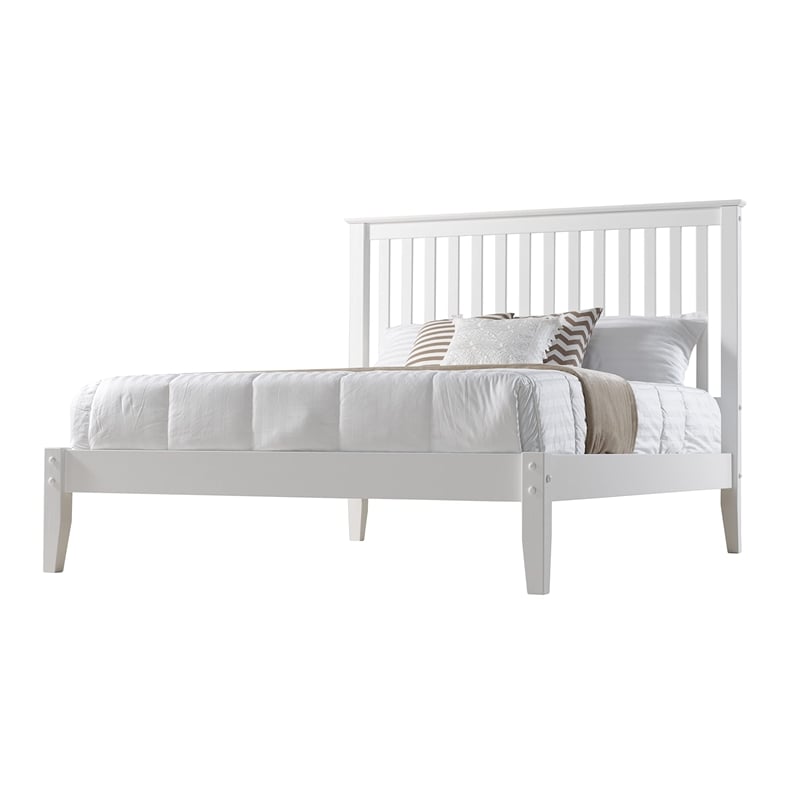 Camaflexi Mission Style Solid Wood Full Platform Bed in White