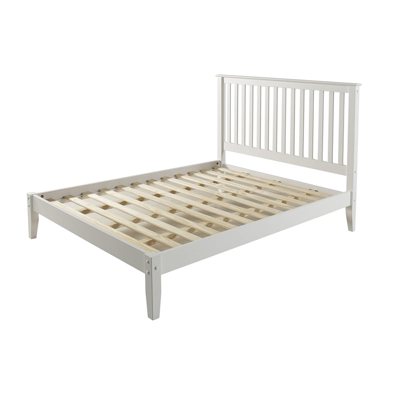Camaflexi Mission Style Solid Wood Full Platform Bed in White