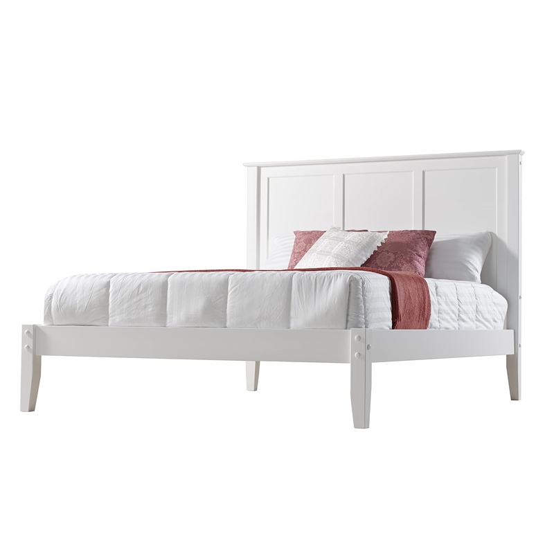 Camaflexi Shaker Style Solid Wood Full Panel Platform Bed in White