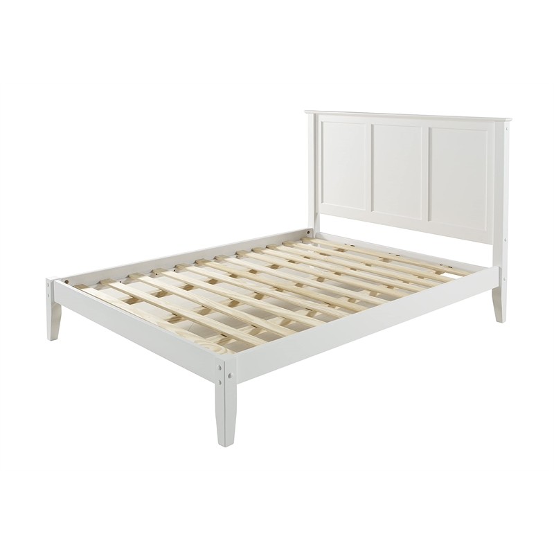 Camaflexi Shaker Style Solid Wood Full Panel Platform Bed in White