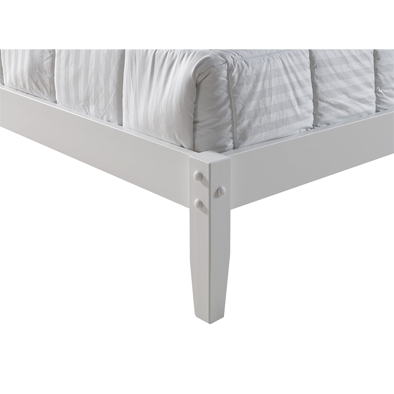 Camaflexi Shaker Style Solid Wood Full Panel Platform Bed in White