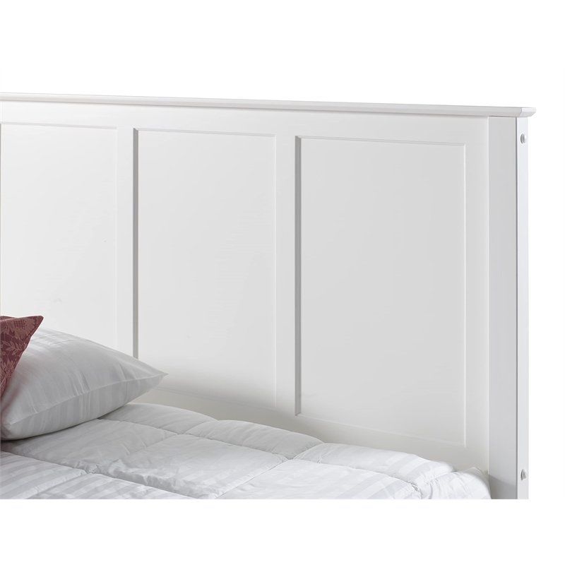 Camaflexi Shaker Style Solid Wood Full Panel Platform Bed in White