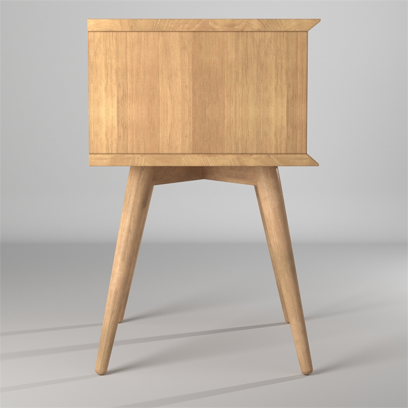 Camaflexi Mid-Century Solid Wood 2-Drawer Nightstand in Scandinavian Oak
