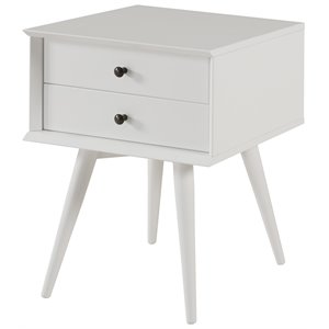 Camaflexi Mid-Century Solid Wood 2-Drawer Nightstand in White