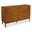 Camaflexi Mid-Century Solid Wood 6-Drawer Bedroom Dresser in Castanho Brown