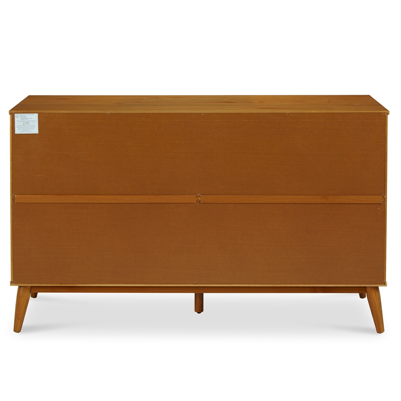 Camaflexi Mid-Century Solid Wood 6-Drawer Bedroom Dresser in Castanho Brown