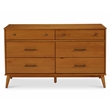 Camaflexi Mid-Century Solid Wood 6-Drawer Bedroom Dresser in Castanho Brown