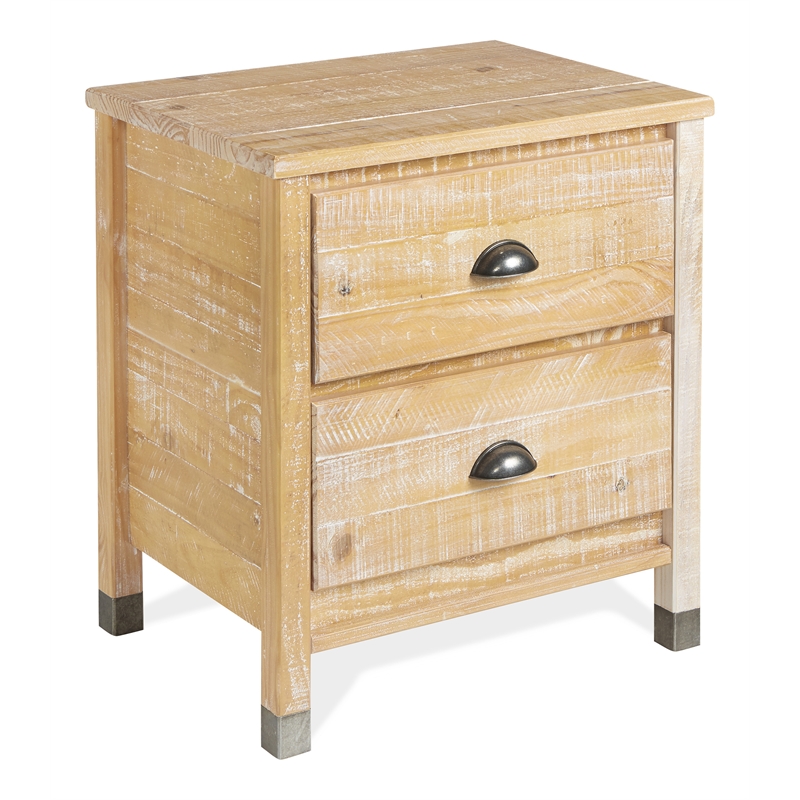 Camaflexi Baja Solid Wood 2-Drawer Nightstand in Barnwood