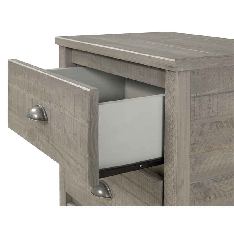 Camaflexi Baja Solid Wood 2-Drawer Nightstand in Driftwood Gray
