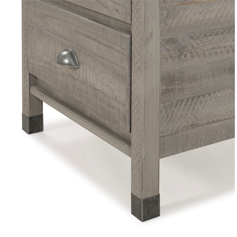 Camaflexi Baja Solid Wood 2-Drawer Nightstand in Driftwood Gray