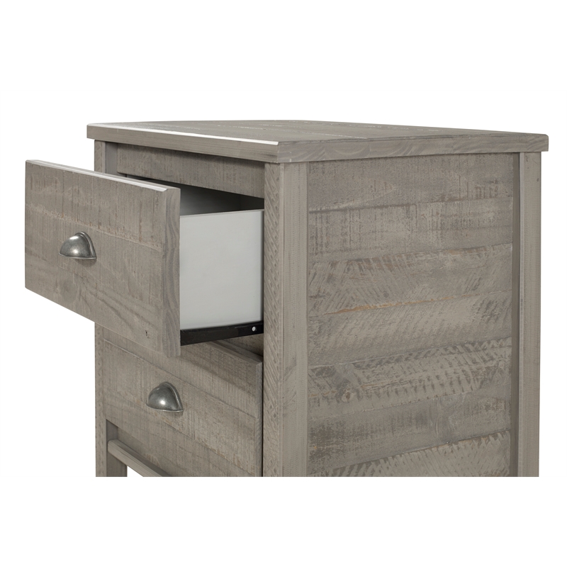 Camaflexi Baja Solid Wood 2-Drawer Nightstand in Driftwood Gray