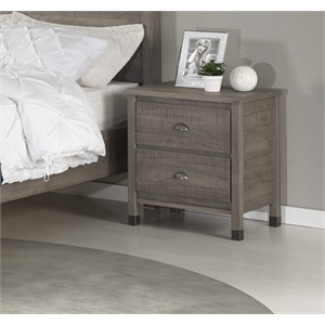 Camaflexi Baja Solid Wood 2-Drawer Nightstand in Driftwood Gray