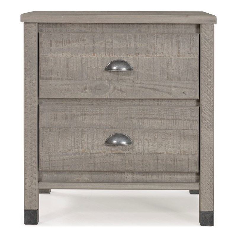 Camaflexi Baja Solid Wood 2-Drawer Nightstand in Driftwood Gray