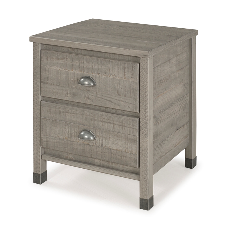 Camaflexi Baja Solid Wood 2-Drawer Nightstand in Driftwood Gray