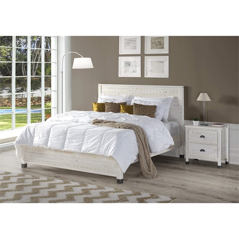 Camaflexi Baja Solid Wood 2-Drawer Nightstand in Shabby White