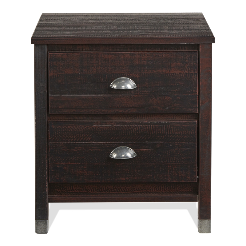 Camaflexi Baja Solid Wood 2-Drawer Nightstand in Walnut