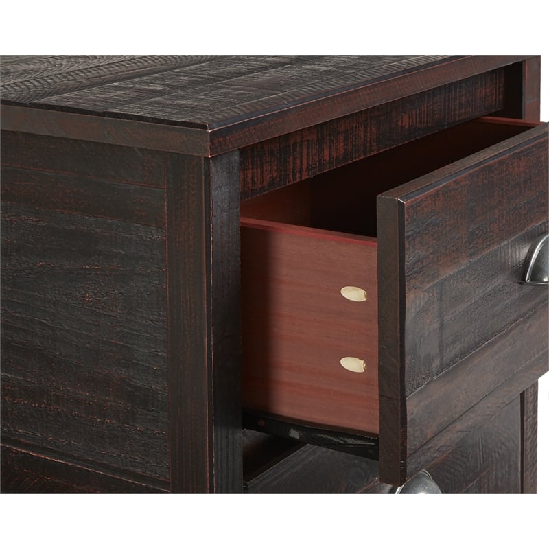 Camaflexi Baja Solid Wood 2-Drawer Nightstand in Walnut