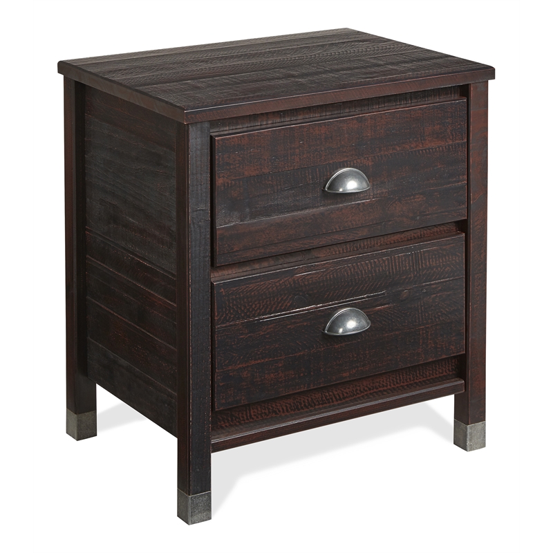 Camaflexi Baja Solid Wood 2-Drawer Nightstand in Walnut
