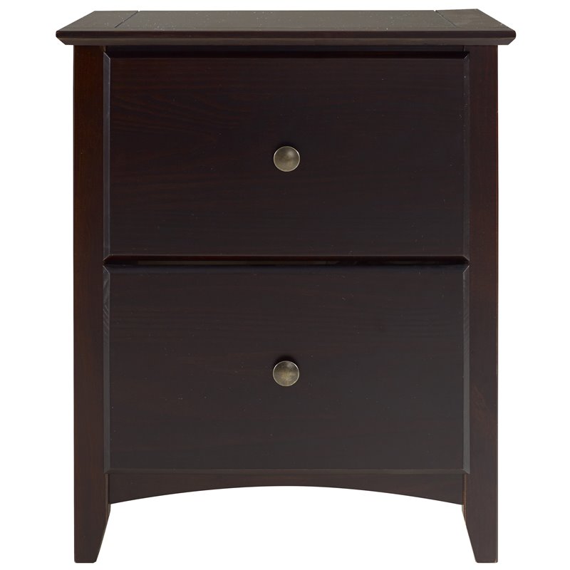 Camaflexi Shaker Style Solid Wood 2-Drawer Nightstand in Cappuccino