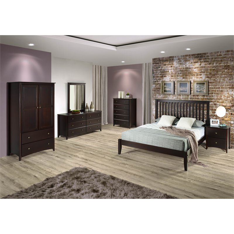 Camaflexi Shaker Style Solid Wood 2-Drawer Nightstand in Cappuccino