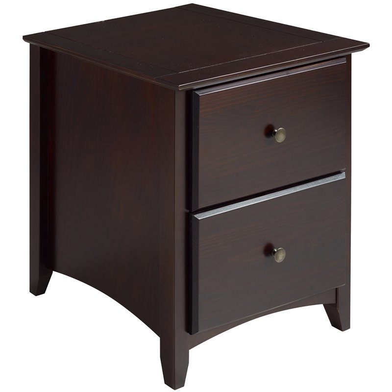 Camaflexi Shaker Style Solid Wood 2-Drawer Nightstand in Cappuccino