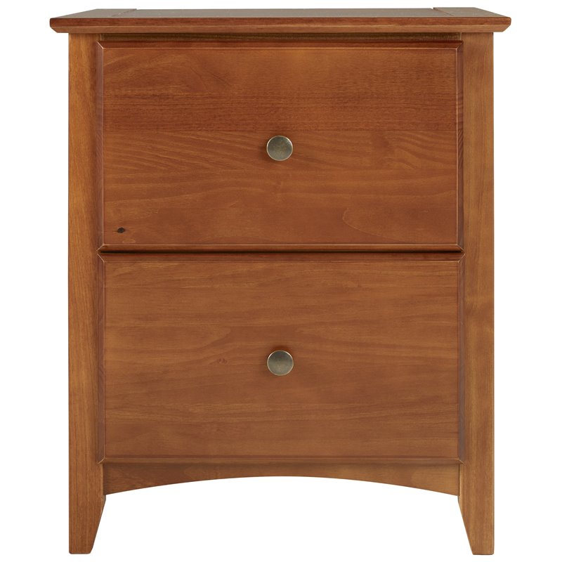 Camaflexi Shaker Style Solid Wood 2-Drawer Nightstand in Cherry