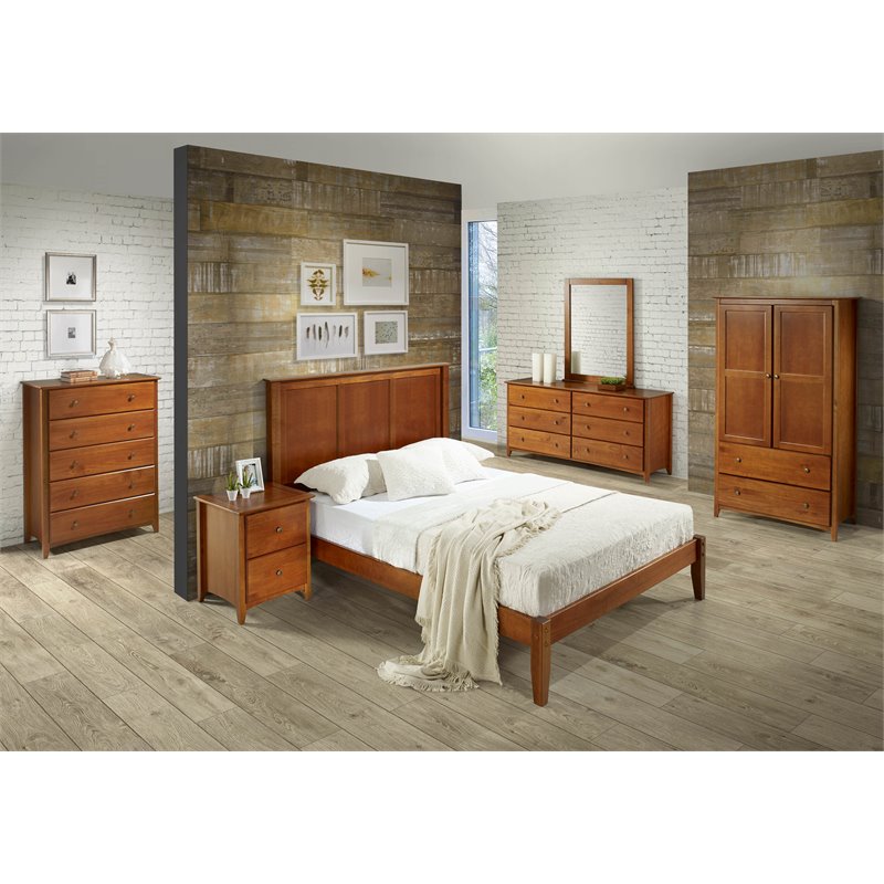 Camaflexi Shaker Style Solid Wood 2-Drawer Nightstand in Cherry